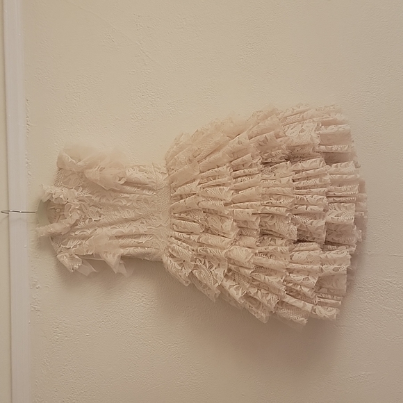 Joyfolie Other - Miajoy Joyfolie Ivory Cream Antique Lace Tiered Ruffle High Neck Dress